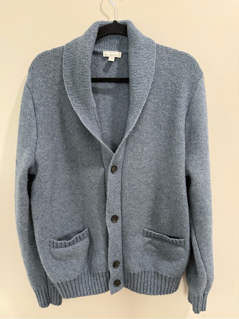 GAP Men's Shawl Collar Cardigan - Dusty Blue
